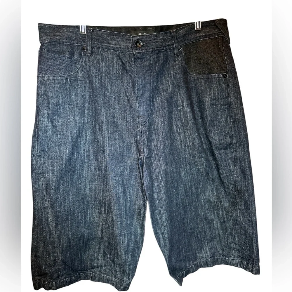 Vintage 2000s Y2k Sean John Dark Wash Denim Shorts Baggy Jorts Size 36 EUC